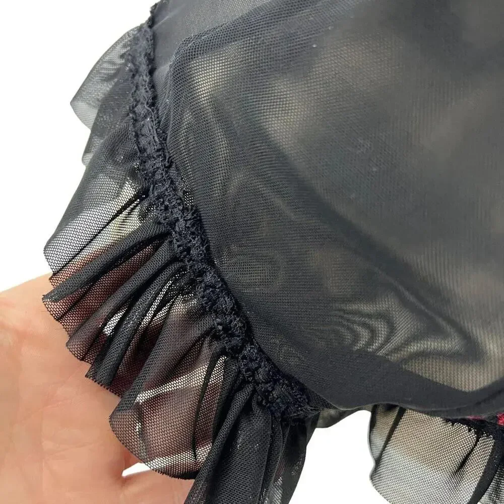 Just Sexy Lingerie Sheer Black Red Lace Lingerie Bustier Womens Size 3X